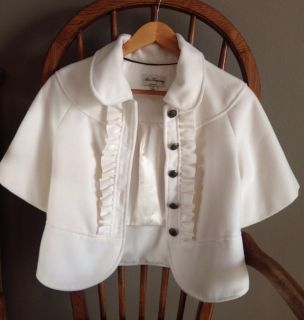 Alice Temperley Cropped Winter White Wool Jacket Designer Fashion Coat 