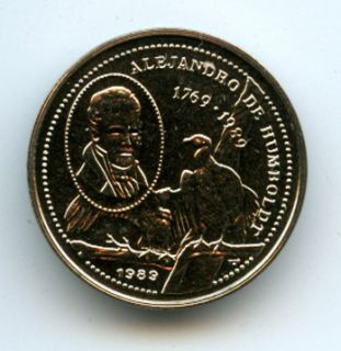 1989 Cuba 25 Centavos Coin BU Alexander Von Humboldt Commemorative 