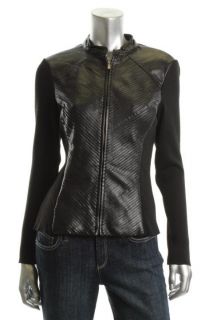 Alfani New Polished Glam Black Fitted Long Sleeve Zip Front Jacket 4 