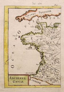 Old France Ancienne Gaule Antique Map by Mallet 1686