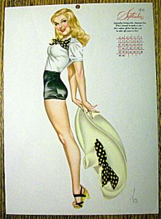 Alberto Vargas Pin Up September 1946 Calendar Esquire