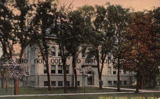 Early Algona Iowa Bryant School Old PC IA Postcard