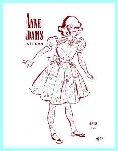Anne Adams Girls Dress 12 Sewing Pattern Vintage 4518