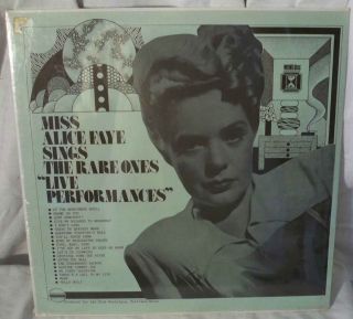 Miss Alice Faye NM SS Sings RARE OnesPrivate Club Nostalgia Press 