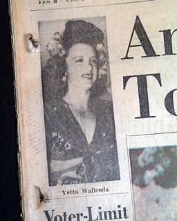 THE FLYING WALLENDAS Rietta Wallenda Circus Death 1963 Newspaper