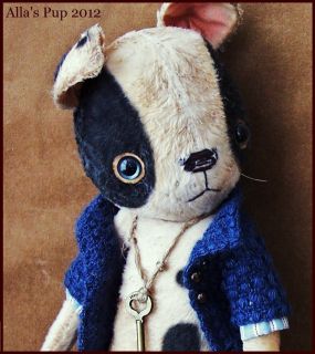 By Alla Bears 10 inch Artist Prim Old Vintage Puppy Doll OOAK Toy Dog 
