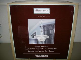 New Allen Roth 3 Light Polished Pewter Crystal Hanging Pendant Light 