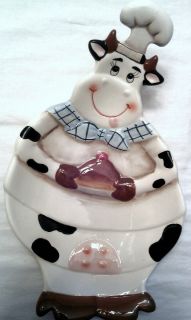FAT COW CAFE BAKER CHEF ITALIAN BISTRO CERAMIC SPOON REST CANDY 