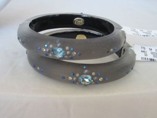 Alexis Bittar Sugar Dust Charcoal Lucite Hinge Bracelet $255 Sale 