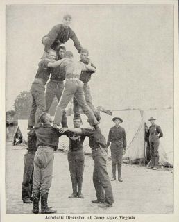   Acrobatic Pyramid Soldiers Gymnastics Alger ORIGINAL HISTORIC IMAGE
