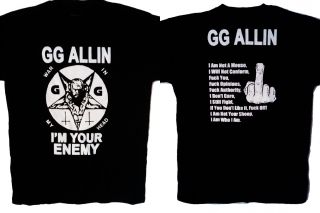 GG Allin IM Your Enemy T Shirt s M L XL XXL Available