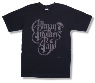 Allman Brothers Script Distressed Vintage Black T Shirt New Adult 