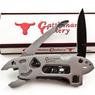 Cattlemans Cutlery Multi Tool Pliers Knife Adjustable Wrench 