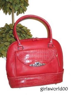 inside view red leather like alma style purse beautiful red pebble 