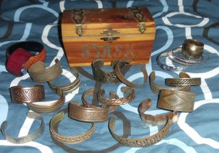 Vintage Antique Lot of Copper Braclets Out of Old Estate House LOOK 