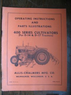 TM 167 Allis Chalmers Manual PARTS 400 SERIES CULTIVATORS FOR D 14 D 