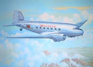 Amendola DOUGLAS DC 3 WESTERN AIR LINES Airplane PRINT MPB Corp 