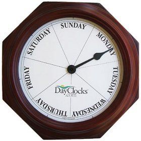 DAYCLOCK Mahogany 7 Day of Week Clock Date Retirement DAYCLOCKS   RV 
