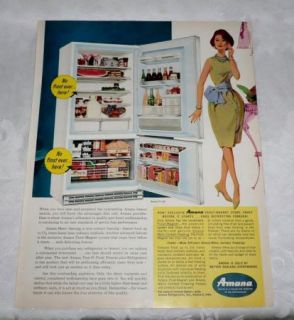 Vintage Amana Refrigerator Ad 1962 1960s Retro Ad Retro Pop Wall Art 