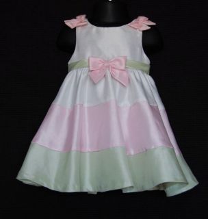 RARE Editions Baby Girl White Pink Green Easter Dress Size 12M 12 