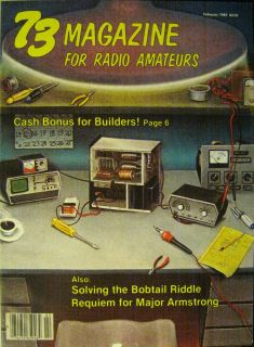 73 AMATEUR RADIO Feb 1982 QRP VFO Antennalyzer Bobtail Ant EME Array 