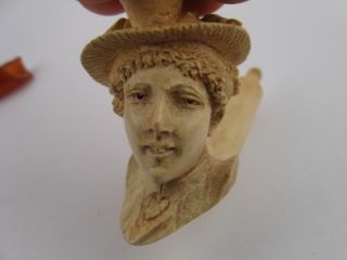   Victorian Meerschaum Figural Lady Amber Carved Tobacco Pipe
