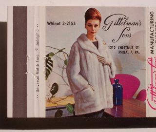 1950s Matchbook Gittelmans Furs Ambler Philadelphia PA