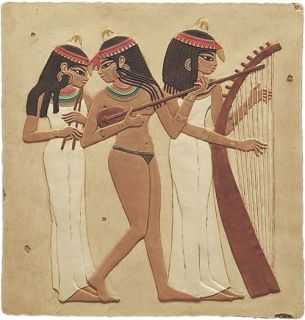 Egyptian Decor Goddess Female Musicians Hieroglyphics Music Wall 