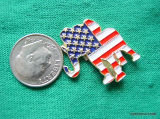 Proud Republican Elephant American Flag Logo Suit Lapel Pin