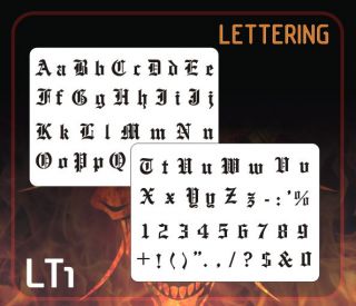 Airbrush Stencil Template Lettering Alphabet A4 LT1