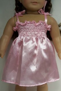 Pink Smocked Satin Dress Doll Clothes 4 American Girl♥