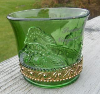   1890 RIVERSIDE EMERALD GREEN GLASS NIAGARA FALLS SOUVENIR CUP TUMBLER