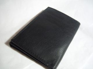 amity black slim trifold leather wallet