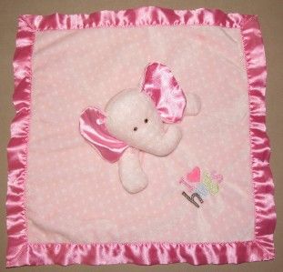 Carters Just One Year I Love Hugs Pink Elephant Dot Security Blanket 