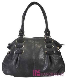   Leather Designer Inspired Alyssa Weekender Tote Bag Purse Black