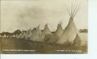 Post Card Indian Tepees, North Dakota, Used 1913