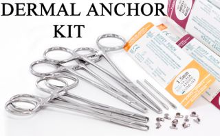 14g Titanium Dermal Anchors with Discs Punches Tools MicroDermal Kit 