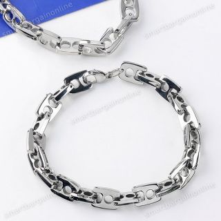   Silvery Stainless Steel Anchor Chain Necklace Bracelet Jewelry
