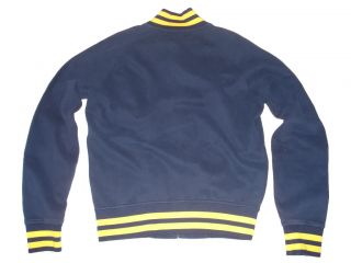   2XB XXL Navy Blue Yellow Baseball Varsity Fleece Coat Jacket