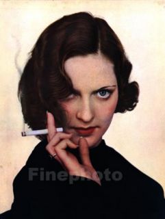 1935 Vintage Color Print Cigarette Female Photo Art Deco Alfred Cheney 