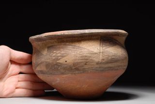 Ancient Persian Geometric Pottery Carinated Vessel Bowl
