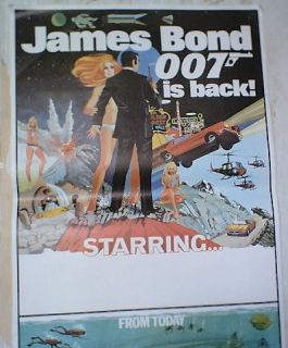 James Bond Novelty Movie Poster Dating from Circa Early 70s