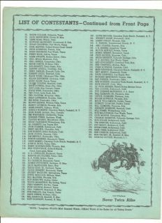 1943 Madison Square Garden Rodeo Program Oct 23 1943 Day Sheet