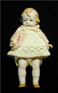 Bisque Doll Made by Amberg Germany Mibs Vintage Crocheted Clothes 
