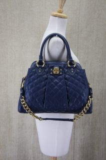 Marc Jacobs Quilted Classic Alyona Navy Lambskin Bag Leather Satchel 