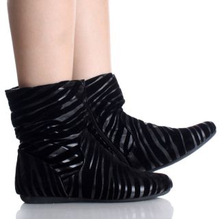 Flat Ankle Boots Black Zebra Velvet Comfort Fashion Womens Booties 