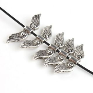 100pcs 111769 Vintage Silver Charms Angel Wings Alloy Spacer Beads 
