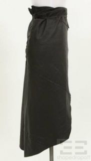 Ann DEMEULEMEESTER Black Leather Wrap Skirt