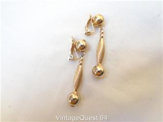 Vintage Lewis Segal California Bead Dangle Pieced Earrings Gold Tone 