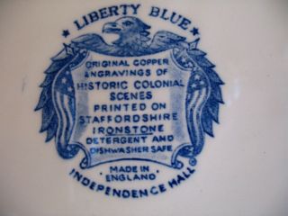 Liberty Blue Independence Hall Staffordshire Plate 9 7 8